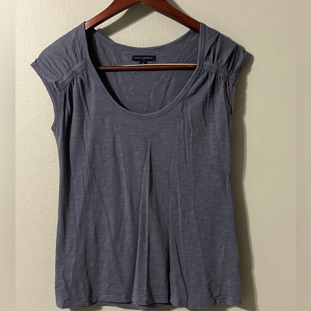 Banana Republic Charcoal Cap Sleeve Blouse